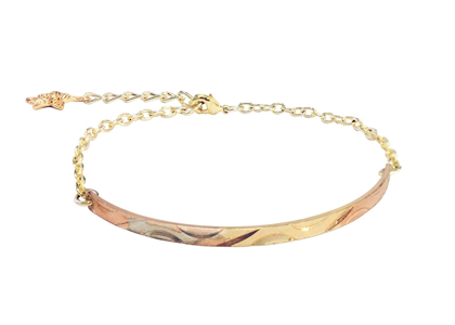 Three Tone Gold Plated Diamond Cut Bangle Bracelet